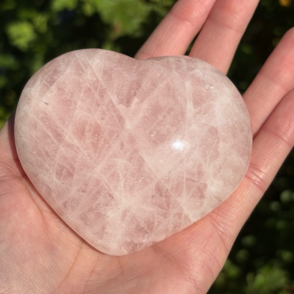 Other - Medium Large Pink Rose Quartz Puffy Crystal Heart Carving